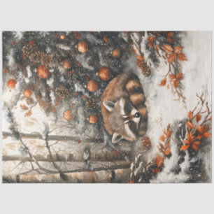Sleeping Raccoon Rustic Christmas Decoupage Tissuepapier