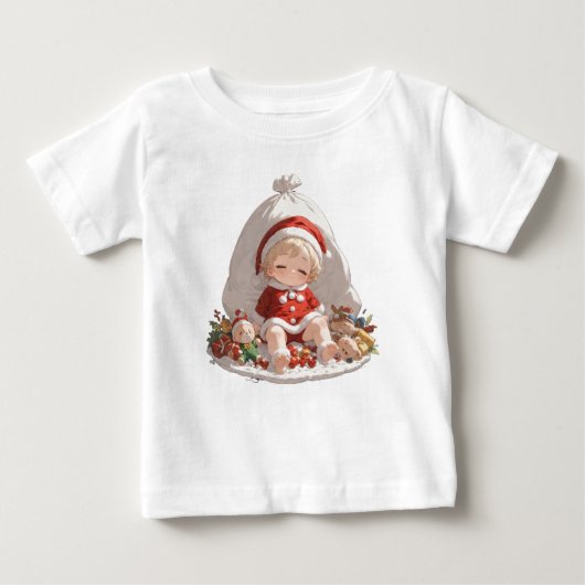Sleeping Santa Christmas Fine Jersey Baby Tee (Voorkant)