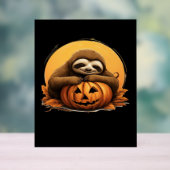 Sleeping Sloth en Halloween Pumpkin Classic T-Shi Acryl Bord (Neutraal)