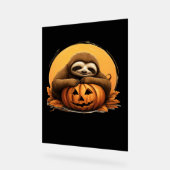 Sleeping Sloth en Halloween Pumpkin Classic T-Shi Acryl Bord (Hoek)