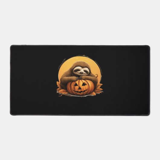 Sleeping Sloth en Halloween Pumpkin Classic T-Shi Bureaumat (Voorkant)