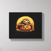 Sleeping Sloth en Halloween Pumpkin Classic T-Shi Canvas Afdruk (Voorkant)
