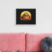 Sleeping Sloth en Halloween Pumpkin Classic T-Shi Canvas Afdruk (Insitu (Woonkamer))