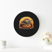 Sleeping Sloth en Halloween Pumpkin Classic T-Shi Grote Klok (Huis)