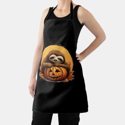 Sleeping Sloth en Halloween Pumpkin Classic T-Shi Schort (Insitu)