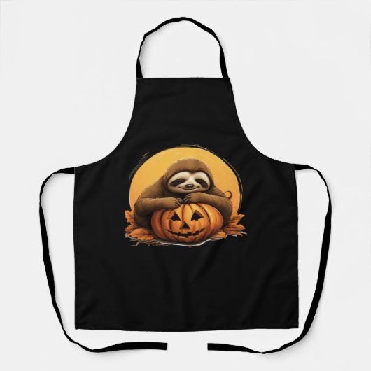 Sleeping Sloth en Halloween Pumpkin Classic T-Shi Schort (Voorkant)