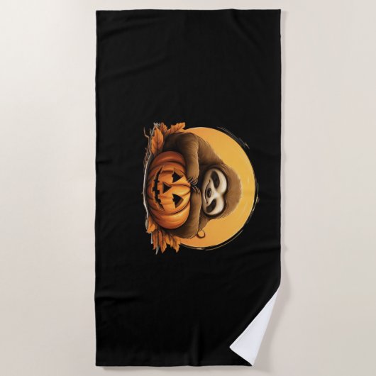 Sleeping Sloth en Halloween Pumpkin Classic T-Shi Strandlaken (Voorkant)