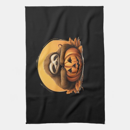 Sleeping Sloth en Halloween Pumpkin Classic T-Shi Theedoek (Verticaal)