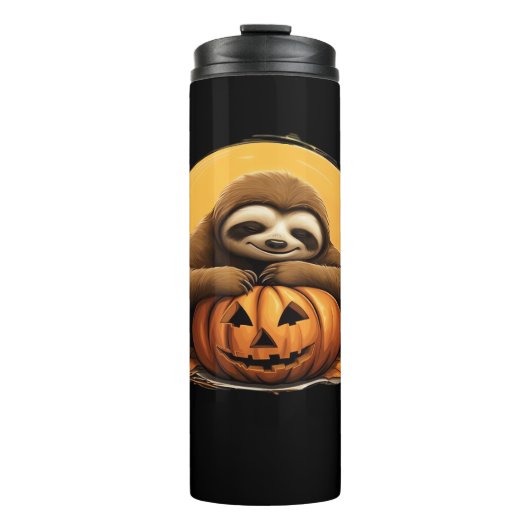 Sleeping Sloth en Halloween Pumpkin Classic T-Shi Thermosbeker (Voorkant)
