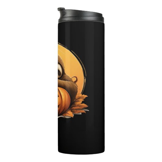 Sleeping Sloth en Halloween Pumpkin Classic T-Shi Thermosbeker (Geroteerd rechts)