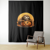 Sleeping Sloth en Halloween Pumpkin Classic T-Shi Wandkleed (In situ)