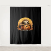 Sleeping Sloth en Halloween Pumpkin Classic T-Shi Wandkleed (Voorkant)