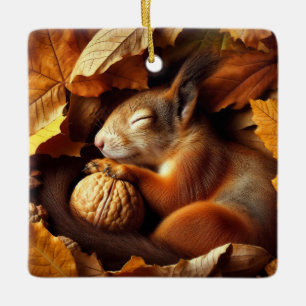 Sleeping Squirrel Ornament