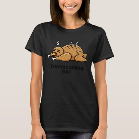 Sleeping Turkey Humor Thanksgiving T-shirt (Voorkant)