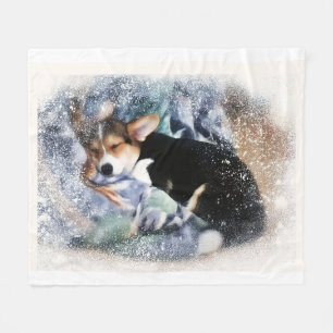 Sleeping Welsh Corgi Fleece Deken