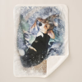 Sleeping Welsh Corgi Sherpa Deken