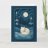 Sleeping White Fox Under Moonlight Card Kaart (Voorkant)
