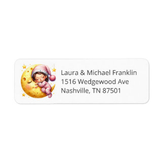 Sleeping With The Moon Baby Shower Return Address Etiket