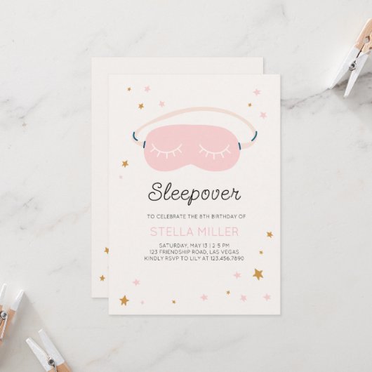 Sleepover Anniversaire Fête Invitation (Devant/Arrière en situation)