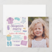 Sleepover Invitation anniversaire pour les filles (Devant / Derrière)
