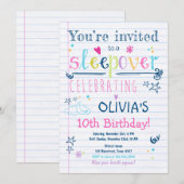 Sleepover Invitation Fête du bois d'oeuvre Pyjamas (Devant / Derrière)