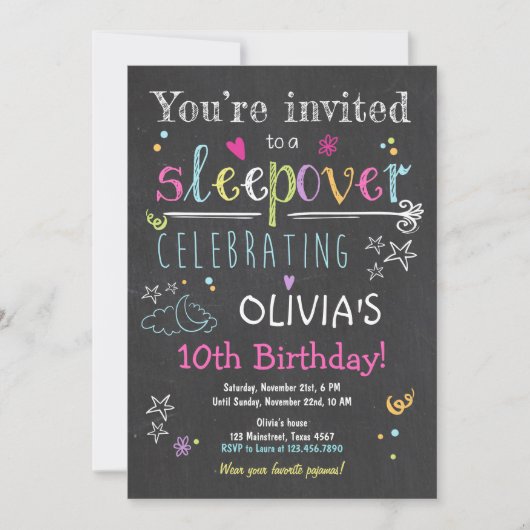 Sleepover Invitation Fête du bois d'oeuvre Pyjamas (Devant)