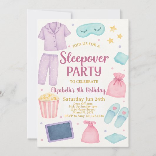 Sleepover Party Anniversaire Invitation (Devant)