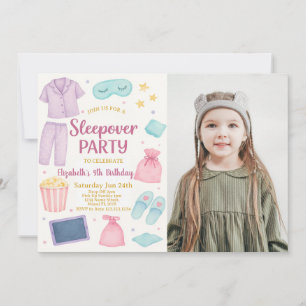 Sleepover Party Anniversaire Invitation avec photo