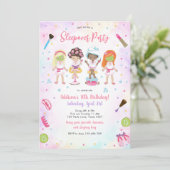 Sleepover Party Girl Spa Pink Birthday Invitation (Debout devant)