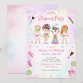 Sleepover Party Girl Spa Pink Birthday Invitation (Devant / Derrière)