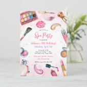 Sleepover Party Girl Spa Pink Birthday Invitation (Debout devant)