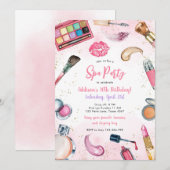 Sleepover Party Girl Spa Pink Birthday Invitation (Devant / Derrière)