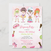 Sleepover Party Girl Spa Pink Birthday Invitation (Devant)