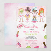 Sleepover Party Girl Spa Pink Birthday Invitation (Devant / Derrière)