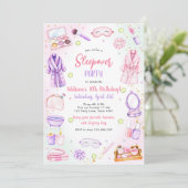 Sleepover Party Girl Spa Pink Birthday Invitation (Debout devant)