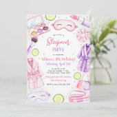 Sleepover Party Girl Spa Pink Birthday Invitation (Debout devant)