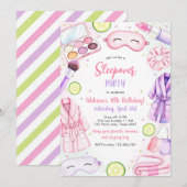 Sleepover Party Girl Spa Pink Birthday Invitation (Devant / Derrière)