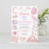 Sleepover Party Girl Spa Pink Birthday Invitation (Debout devant)
