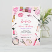 Sleepover Party Girl Spa Pink Birthday Invitation (Debout devant)