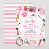 Sleepover Party Girl Spa Pink Birthday Invitation (Devant / Derrière)