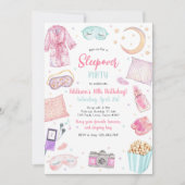 Sleepover Party Girl Spa Pink Birthday Invitation (Devant)