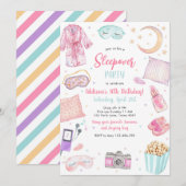 Sleepover Party Girl Spa Pink Birthday Invitation (Devant / Derrière)
