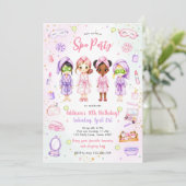 Sleepover Party Girl Spa Pink Birthday Invitation (Debout devant)