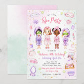 Sleepover Party Girl Spa Pink Birthday Invitation (Devant / Derrière)