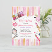 Sleepover Party Girl Spa Pink Birthday Invitation (Debout devant)