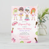 Sleepover Party Girl Spa Pink Birthday Invitation (Debout devant)
