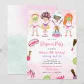 Sleepover Party Girl Spa Pink Birthday Invitation (Devant / Derrière)