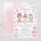 Sleepover Party Girl Spa Pink Birthday Invitation (Devant / Derrière)