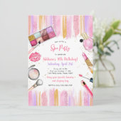 Sleepover Party Girl Spa Pink Birthday Invitation (Debout devant)