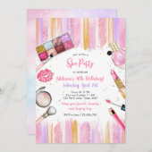 Sleepover Party Girl Spa Pink Birthday Invitation (Devant / Derrière)